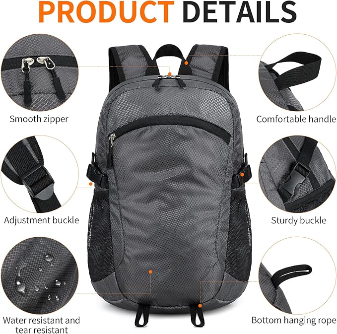 Small Hiking Daypack,15L Waterproof Hiking Backpack Packable Lightweight Travel Day Pack for Women
