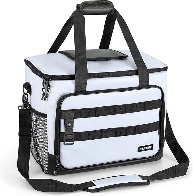 Soft Cooler Bag, 30 Cans Collapsible Cooler with Adjustable Shoulder Straps, White Ice Chest for