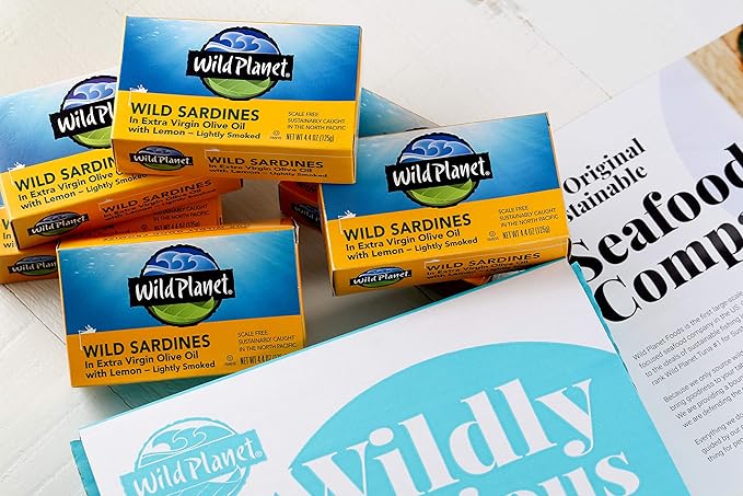 Wild Planet Sardines in Lemon, Nutritional Powerhouses Packed with Flavor, 4.4oz Cans, 6Count