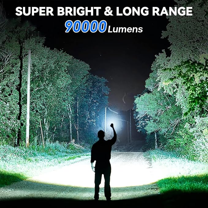 Flashlight Rechargeable 99,000 High Lumen - 2 Pack LED Flash Light with COB, 7 Modes Powerful