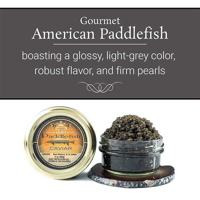 OVERNIGHT SHIPPING - OLMA American Paddlefish Black Caviar - Medium Grey Pearls, Smooth Flavor - 2