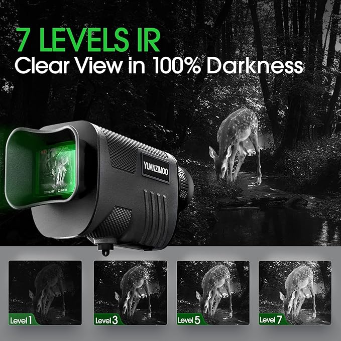 Upgraded Night Vision Monocular Digital Infrared Monocular Telescope for 100% Darkness with 8X Zoom