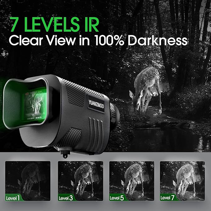 Upgraded Night Vision Monocular Digital Infrared Monocular Telescope for 100% Darkness with 8X Zoom