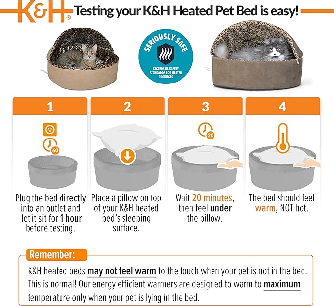 K&H Pet Products Thermo-Kitty Bed Deluxe Heated Cat Bed for Smaller Kitties - Indoor Heated Pet Bed
