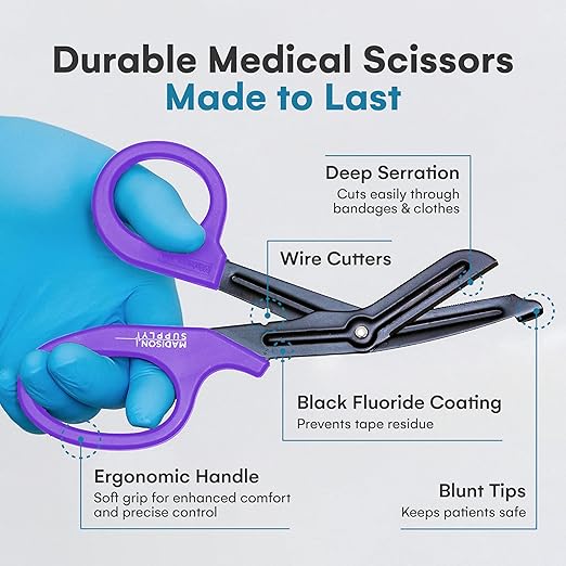 Madison Supply Medical Scissors, EMT and Trauma Shears - 7.5 Inch Quality Stainless Steel Bandage