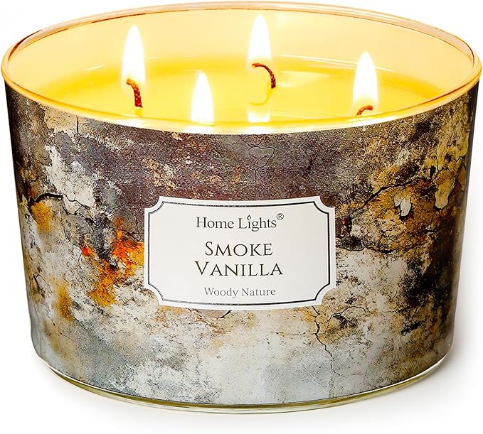 HomeLights Large jar Candle | 4-Wick Long-Lasting Scented Candles, 18oz Natural Soy Wax Candle for