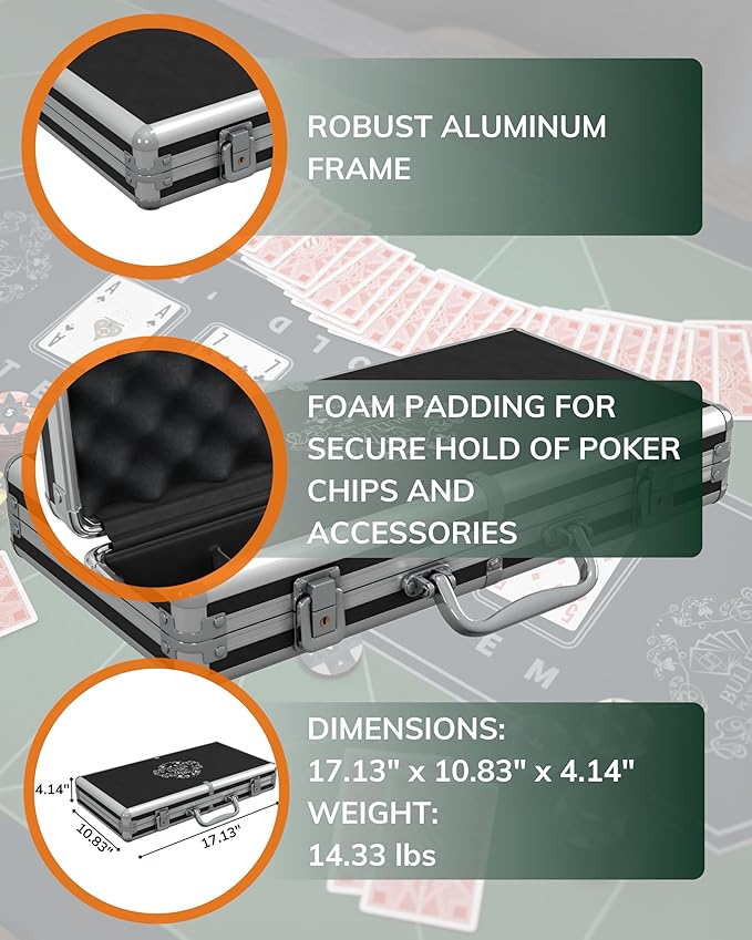 Bullets Poker Set ??with Case, Chips and Cards ??Deluxe Chip Set, Ideal for Casino Games