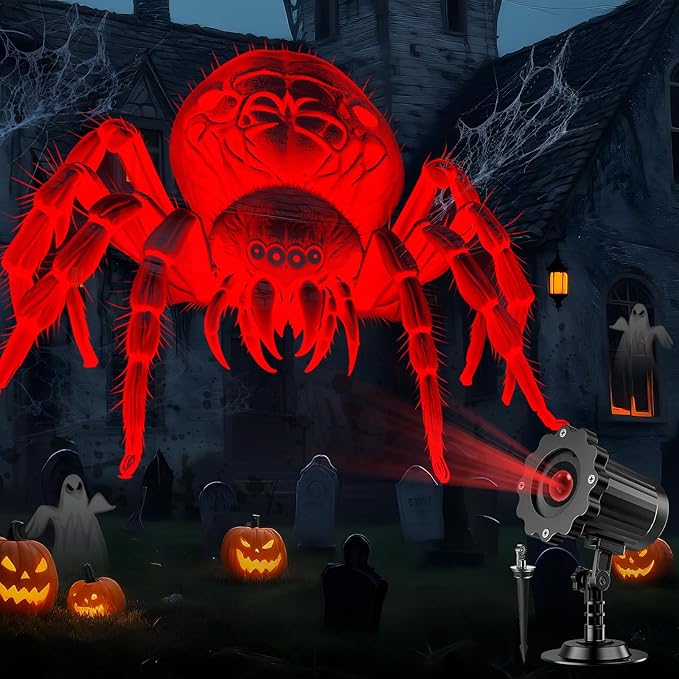 Giant Spiders Halloween Projector Outdoor Indoor,2025 Upgraded 3D Dynamic Halloween