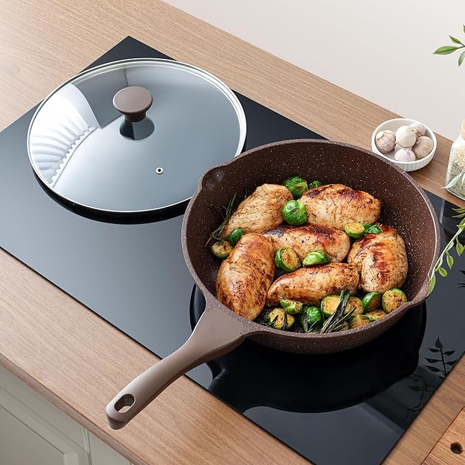 SENSARTE Nonstick Deep Frying Pan Skillet, 12-inch Saute Pan with Lid, Stay-Cool Handle, Healthy