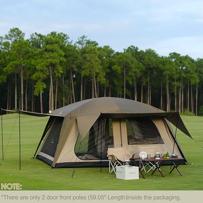 Vidalido 8-10 Person Camping Tent with 3 Door 2 Room Large Family Cabin Tents, Double Layer