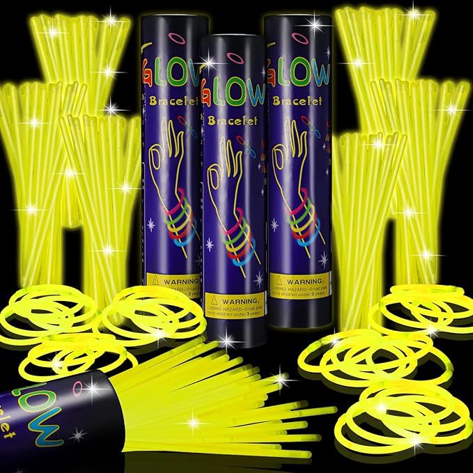 Hanaive 300 Pcs Glow Sticks Bulk 8 Inch Glow in The Dark Party Favors Neon Bracelets and Necklaces