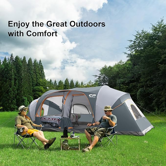 CAMPROS CP Tent 12-Person-Camping-Tents,3 Room Family Tents,Waterproof Windproof Family Tent with