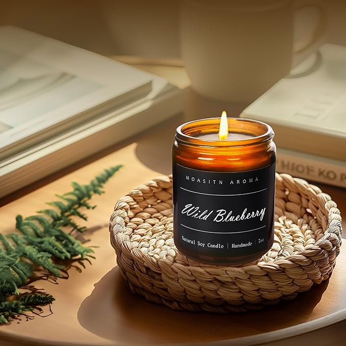 MOASITN Blueberry Highly Scented Candles for Home| Natural Soy Aromatherapy Candle| Handmade Long