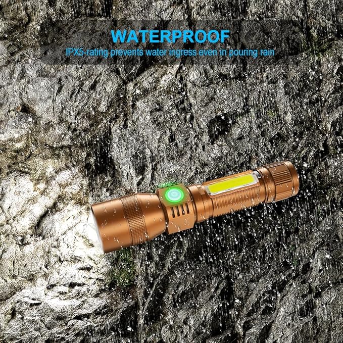 UV Flashlight Black Light, USB Rechargeable Flashlight with Magnetic Base - High Flash Light, Side