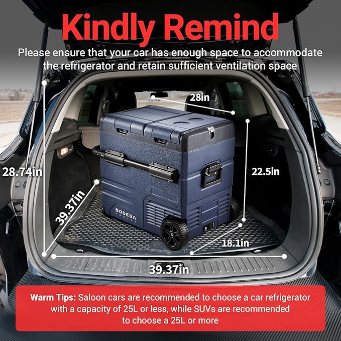 BODEGACOOLER 12 Volt Car Refrigerator,59 Quart (55L)12v Portable refrigerator,Car Fridge Freezer