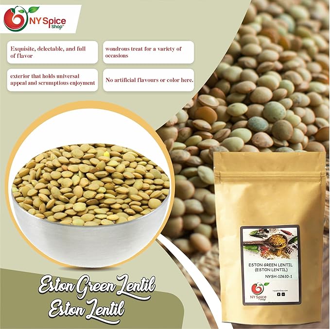 NY SPICE SHOP Eston Green Lentils ??1.5 lbs. (Pound) Green Lentils ??Dry Du Puy Style Lentils &