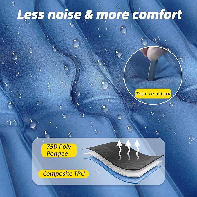 32.68" Extra Wide Sleeping Pad for Camping, Camping Mattress with Pillow, Inflatable Sleeping Pads