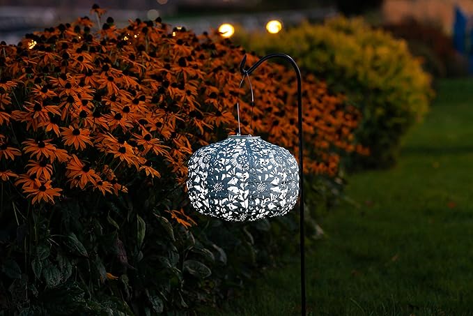 Allsop Soji Stella - Floral Punch - Square Sunflower - 11" Outdoor Solar Lantern - Sage