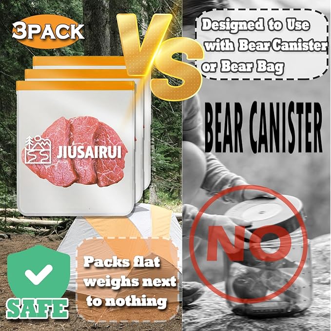 Odor Proof Bear Bags for Food Backpacking: 3Pack Reusable Bear Proof Food Storage Designed to Use