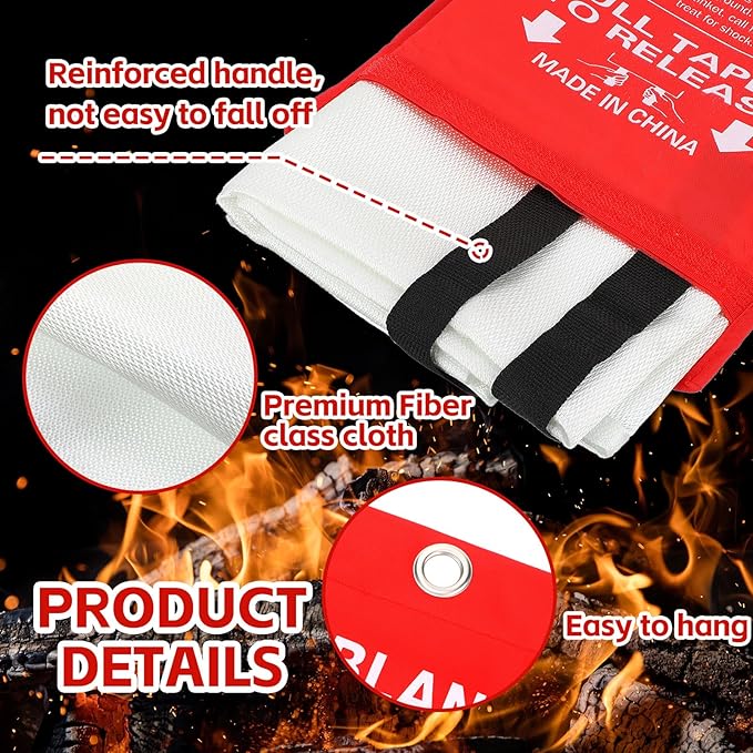 Macarrie 12 Pack 39??x 39??Fire Blanket Emergency for Home and Kitchen Safety Suppression Blanket