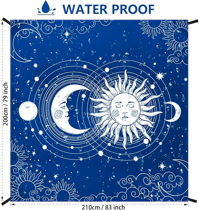 Beach Blanket Waterproof Sandproof Beach Mat 79" X 83"/10'x9'for 2-8 Adults Quick Drying Outdoor