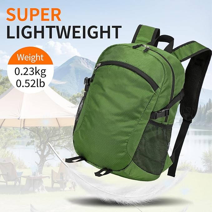 Small Hiking Daypack,15L Water-Resistant Hiking Backpack Packable Lightweight Travel Day Pack for