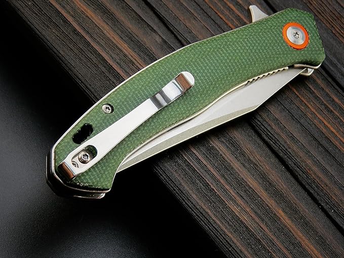 Sitivien ST112 Folding Knife, D2 Blade and Micarta Handle EDC Tool Knife with Pocket Clip for