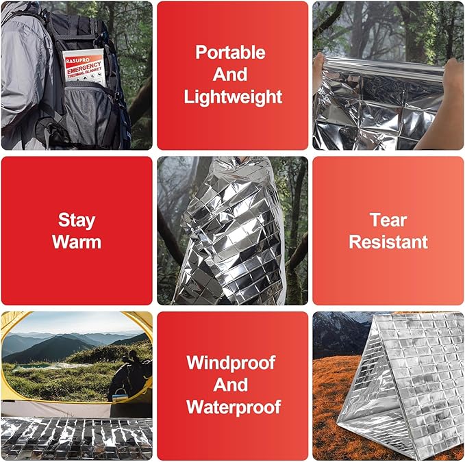 9 Pack Emergency Blankets, Outdoor Survival Emergency Insulated Gear, Mylar Thermal Space Insulated