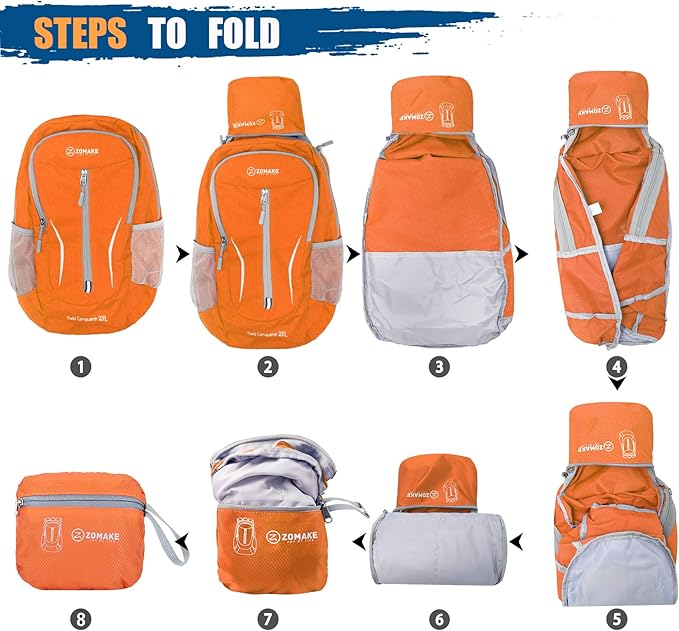 ZOMAKE Ultra Lightweight Packable Backpack 25L, Foldable Hiking Backpacks Water Resistant Small