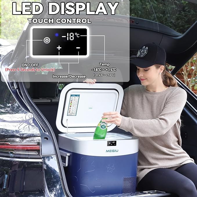 Car Refrigerator Portable Car Fridge 12V Refrigerator 23 Quart (22 Liter) Freezer Compressor Cooler