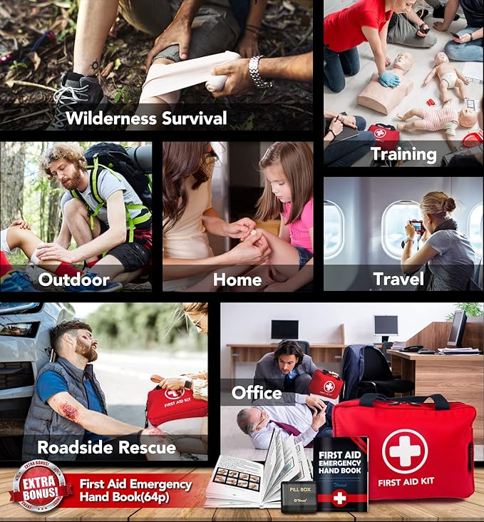 330 Piece First Aid Kit, Premium Waterproof Compact Trauma Medical Kits for Any Emergencies, Ideal