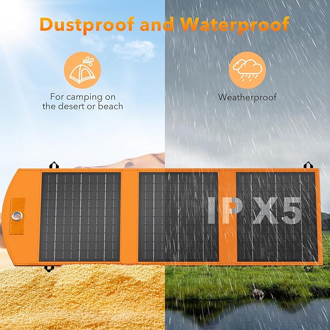 Solar Panels 30W Portable Foldable Solar Charger with 5V USB-A and USB-C Fast Charging Compatible