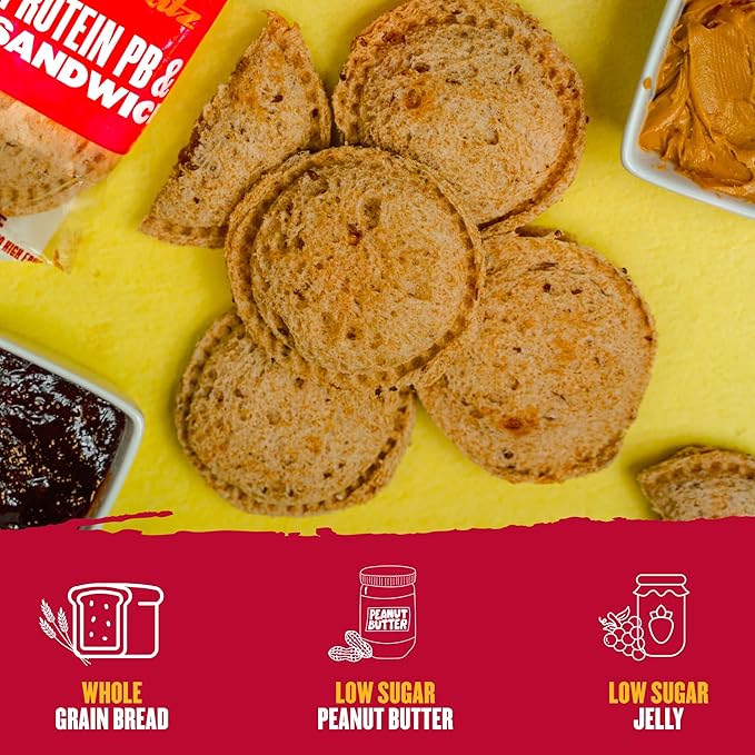 Clean Eatz PB&J Sandwich, High-Protein Strawberry – 16 Singles, Whole Grain & Low Sugar