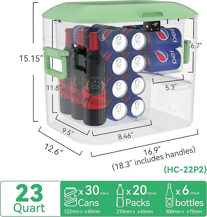 Car Fridge Portable 12 Volt Refrigerator 23 Quart (22 Liter) Freezer Compressor Cooler 12V/24V DC