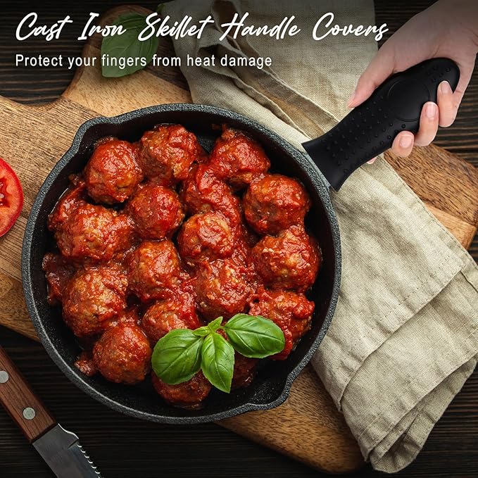 Joyhalo Cast Iron Skillet Handle Covers - 6 Pack, Heat Resistant, Silicone Pot Handle Sleeve