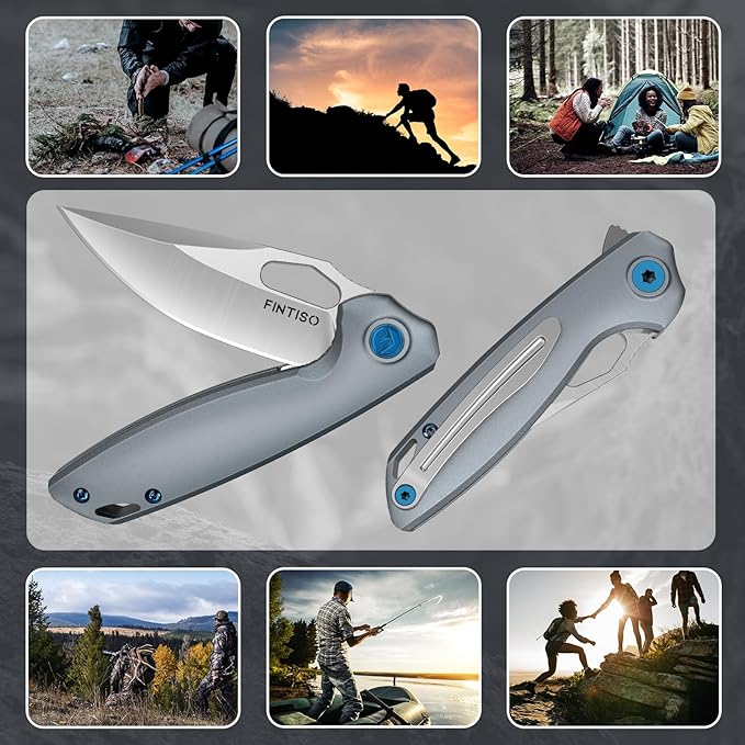 FINTISO Mini Pocket Knife 2.79" Small EDC Knife Premium Swedish 14C28N Blade, Folding Knife with