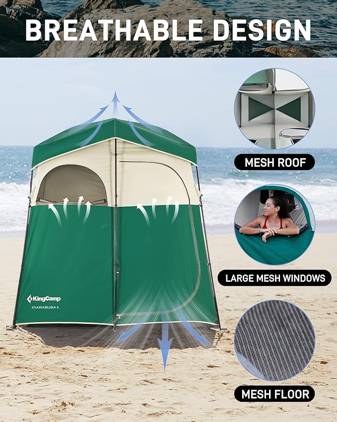KingCamp Shower Tent, Portable Privacy Tent Outdoor Camping 1/2 Room Toilet Tents with Shower Bag &