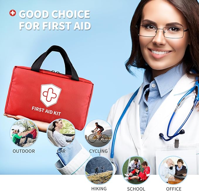 Kitgo First Aid Kit with Hospital Grade Medical Supplies, 220pcs Emergency Medical Trauma Kit, Gift