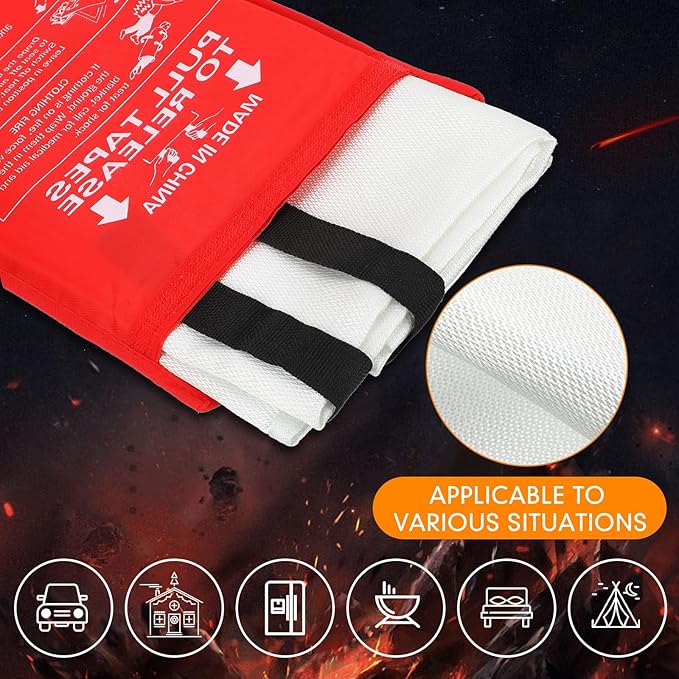 Moukeren Fire Blanket Fire Emergency Blankets for Home Kitchen, Survival Safety Flame Suppression