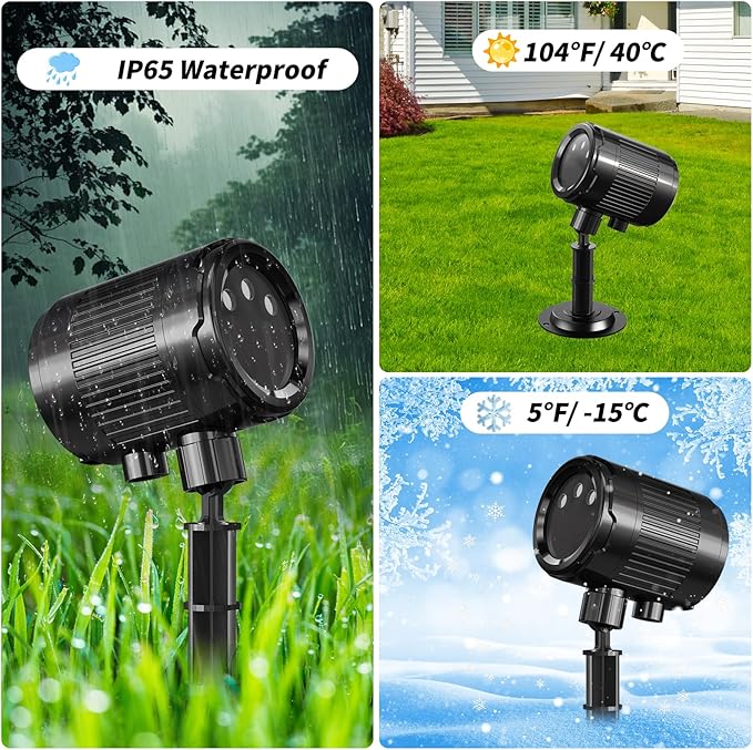 Christmas Laser Projector Light Outdoor: RGB 3 Colors Firefly Moving Laser Lights, IP65 Waterproof