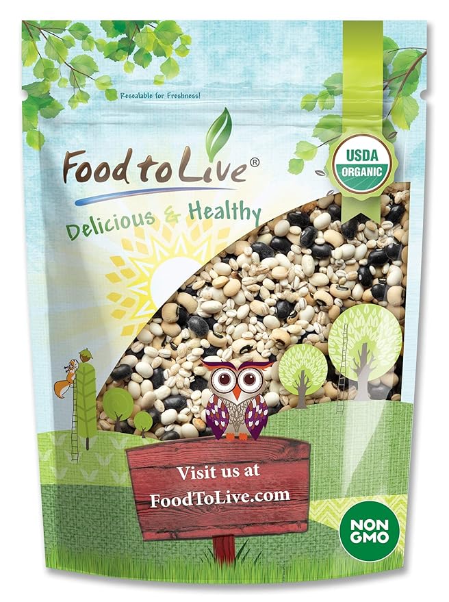 Food to Live Organic Black Bean Soup Mix, 1 Pound - Contains Non-GMO Black Beans, Black-eyed Peas