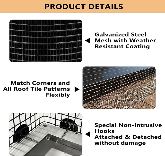 PROLEE 6 Inch X 100FT Solar Panel Bird Guard, Anti-Rust Critter Guard with 100 Fastener Clips