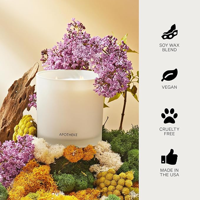 Apotheke 3-Wick Scented Candles for Home, White Vetiver - 26 oz Soy Wax Jar Candle Gift for Women