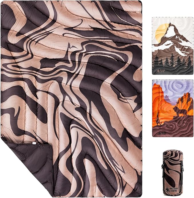 ONETIGRIS Camping Blanket,Wearable Outdoor Quilt with Recycled Thermal Insulation, Convertible to