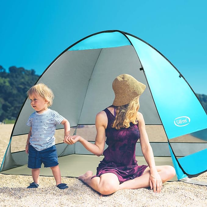 G4Free Large Pop up Beach Tent for 3-4 Person, UPF 50+ Automatic Sun Shelter Canopy Portable