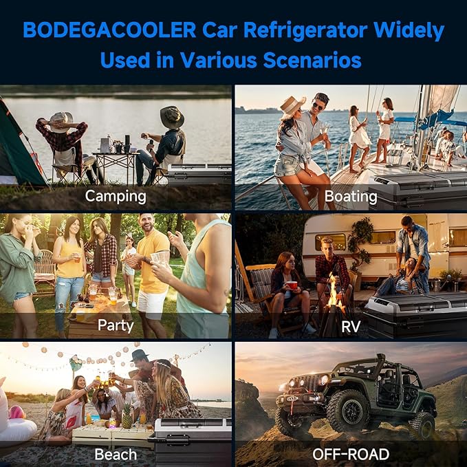 BODEGACOOLER 12 Volt Car Refrigerator, 100 Quart Portable Freezer, Car Fridge Dual Zone WIFI APP