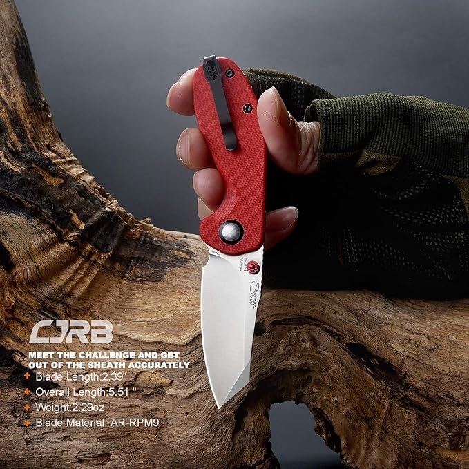 CJRB Folding Pocket Knife Maileah Tactical Knife with AR-RPM9 Powder Steel Balde and G10 Small