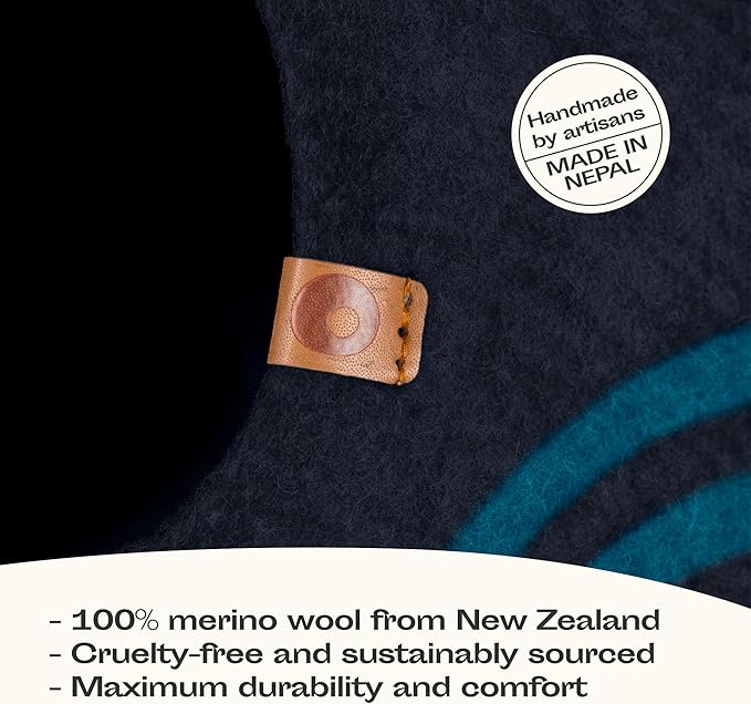 MEOWFIA Cat Cave ??Premium Felt Cat Bed for Indoor Cats, Handmade 100% Merino Wool (Medium, Black