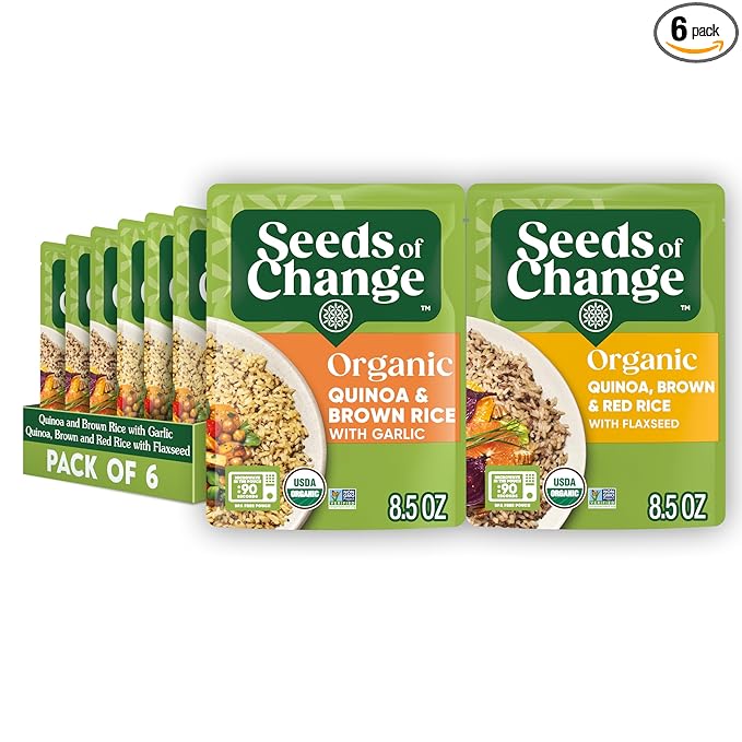 SEEDS OF CHANGE Organic Rice Variety Pack Quinoa and Brown Rice with Garlic & Quinoa Brown & Red