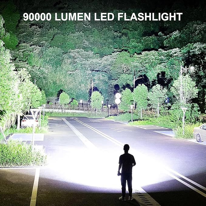 Rechargeable LED Flashlights High Lumens, 90,000 Lumens Super Bright Flashlight with 5 Modes &